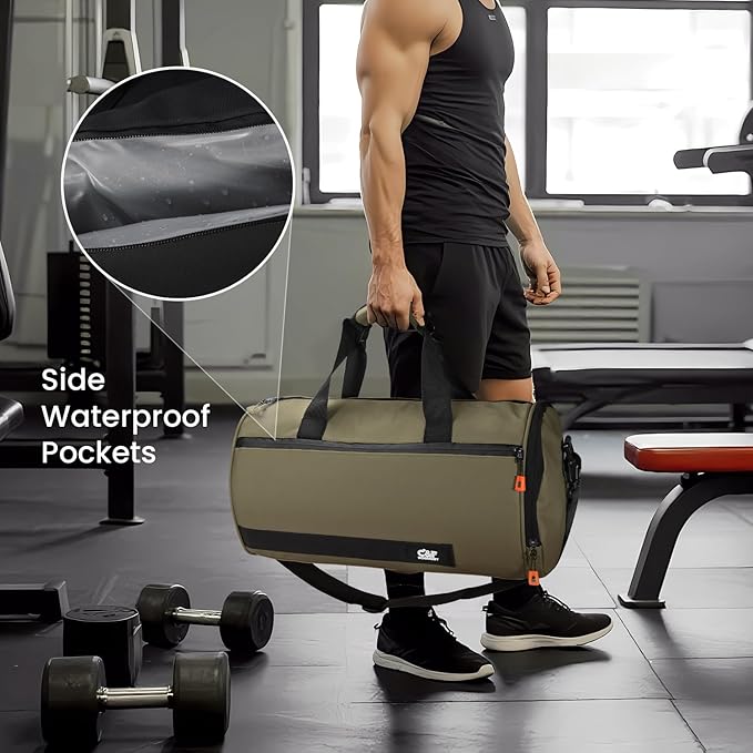 C&F BOGMOST Small Gym Bag for Women & Men,Small Lightweight Duffel Bag Carry On Bags Mini Duffel Travel Bag Waterproof Sports Bags for Workout/Sport/Travel, Dark Gray,with Shoes Compartment