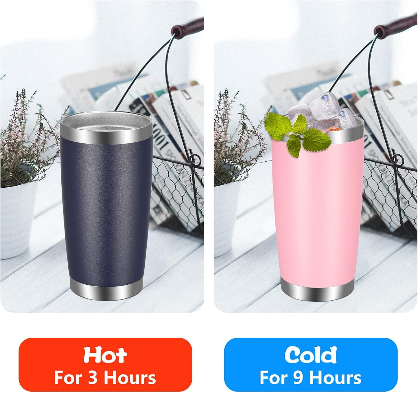 VEGOND 20oz Tumbler with Lid and Straw Stainless Steel Tumbler Cup Bulk Vacuum Insulated Double Wall Travel Coffee Mug Powder Coated Coffee Cup(Pink 12 Pack