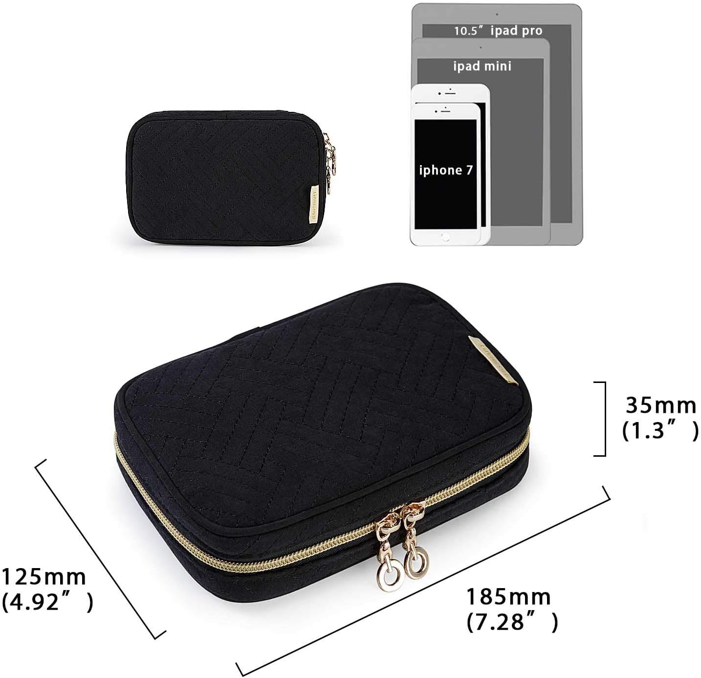 BAGSMART Travel Jewelry Organizer Case Small Jewelry Roll for Journey-Rings, Necklaces, Earrings, Bracelets, Black