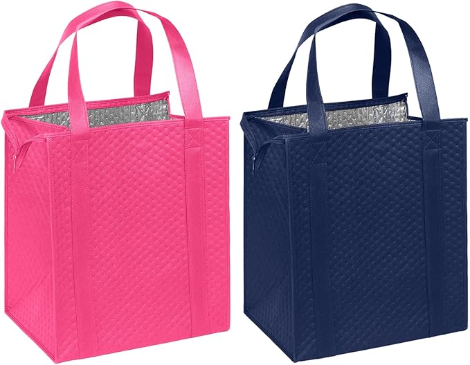 Mediz Hannah Direct Large Capacity Heavy Duty Insulated Smart Shopping Bag - Strong Reusable Grocery Tote 2 Pack