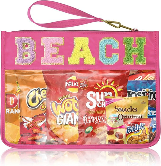 Snack Bags Clear Pouch Travel Makeup Bag Chenille Letter Bags for Zipper Pouch Clear Cosmetic Bag Clearly Tote Bag Makeup Travel Bags for Women