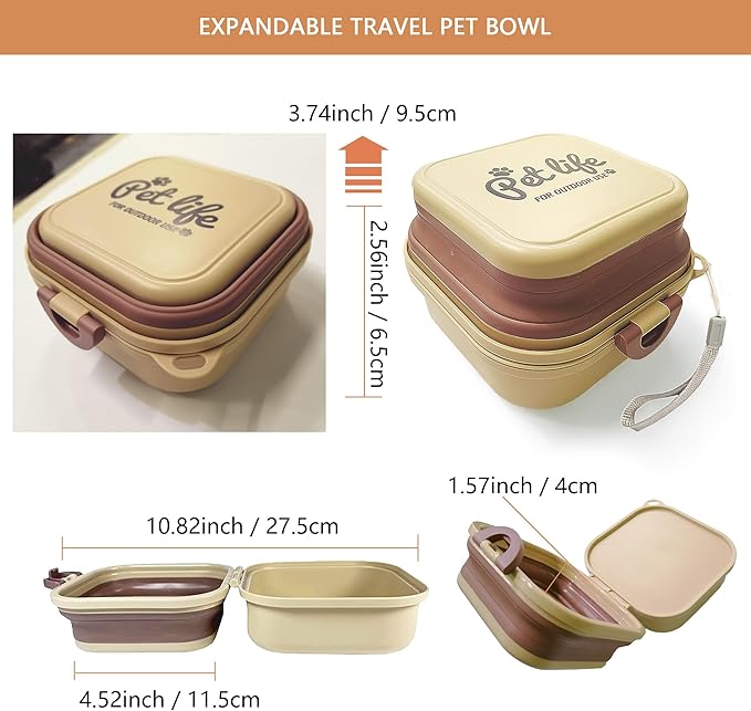 Collapsible Dog Bowl, Pet Food and Water Portable Feeder, Leak Proof Travel Bowls for Traveling, Camping and Hiking