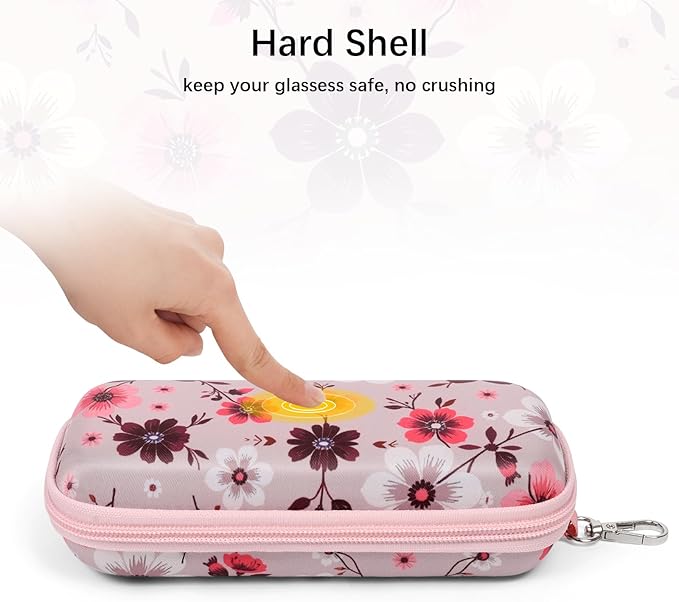Double Eyeglasses Case Hard Shell Dual Sunglasses Organizer with Zipper Closure Travel Eyewear Storage for Vehicle