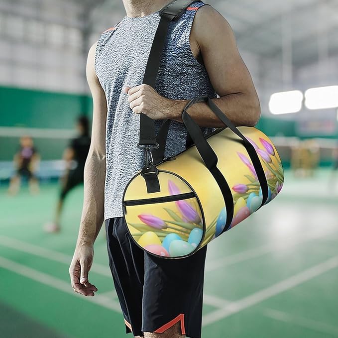 Sports Gym Bag for Women Men Travel Duffel Bag Tote Weekender Bag April Easter Carry on Overnight Bag for Travel Swimming Fitness Workout Sports Duffle Bag