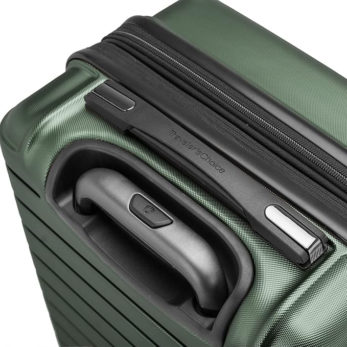 Traveler's Choice Archer Polycarbonate Expandable Luggage with Spinner Wheels, Green, Checked 26-Inch