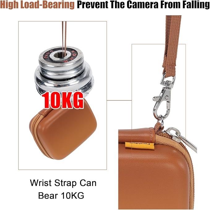 Cwatcun Carrying & Protective Case for Digital Camera, Small Camera Pouch for AbergBest 2.7" LCD Kodak Pixpro/Canon PowerShot ELPH 180/190 / DSCW830 Travel Cameras, Water-resistant Case -BROWN