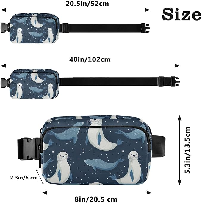 Ocean Sea Seal Fanny Pack for Women Men Water Resistant Fashion Waist Packs with Adjustable Strap Belt Bag for Travel Workout Jogging Hiking 21219979