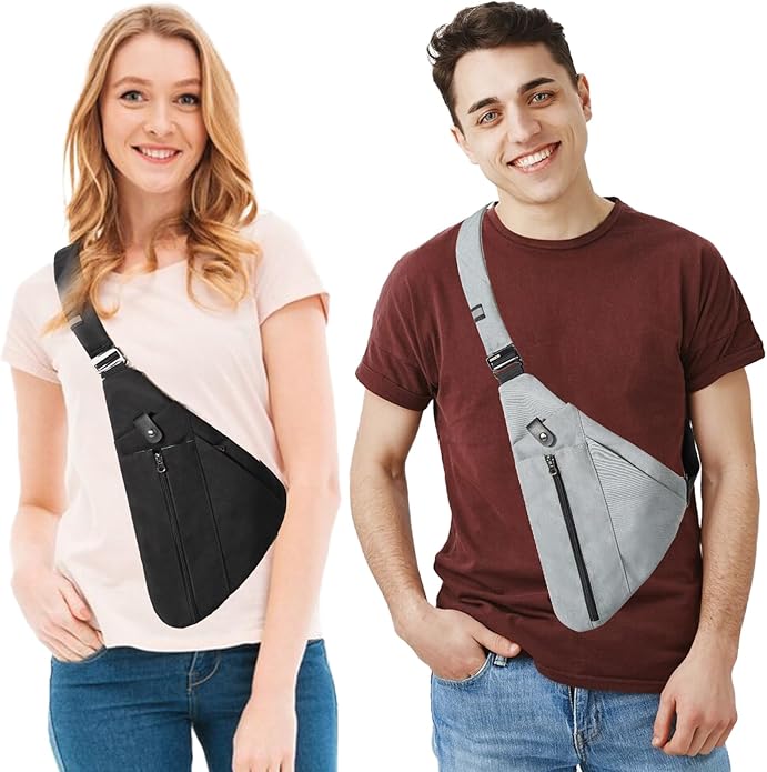 Sling Bag for Men, Anti-Theft Crossbody Chest Pack, Minimalist Daypack with Water Bottle Holder