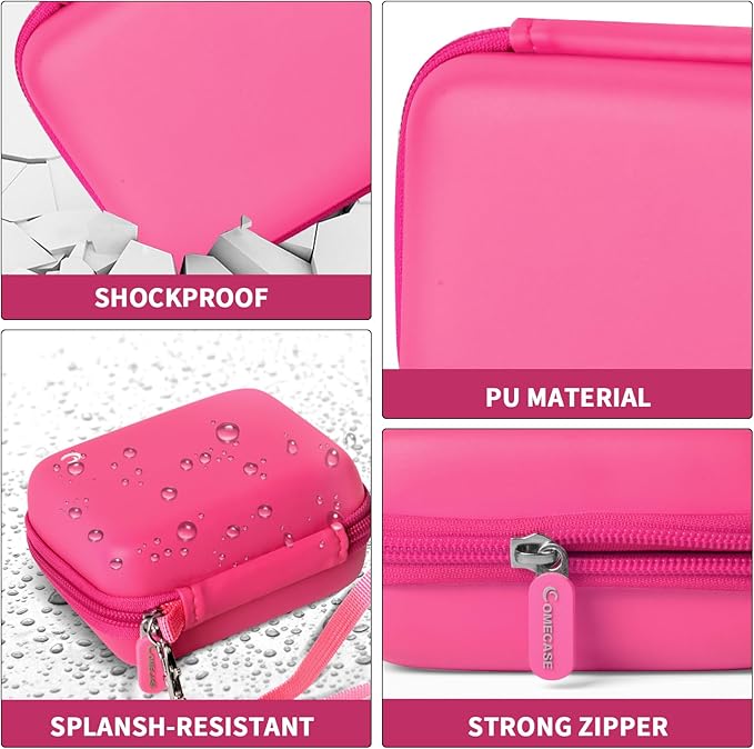 Comecase Carrying & Protective Case for Digital Camera, for CAMKORY/for Kodak Pixpro/for Canon PowerShot ELPH 180/190 / for Sony DSCW800 DSCW830 Cameras for Travel - Bright Pink