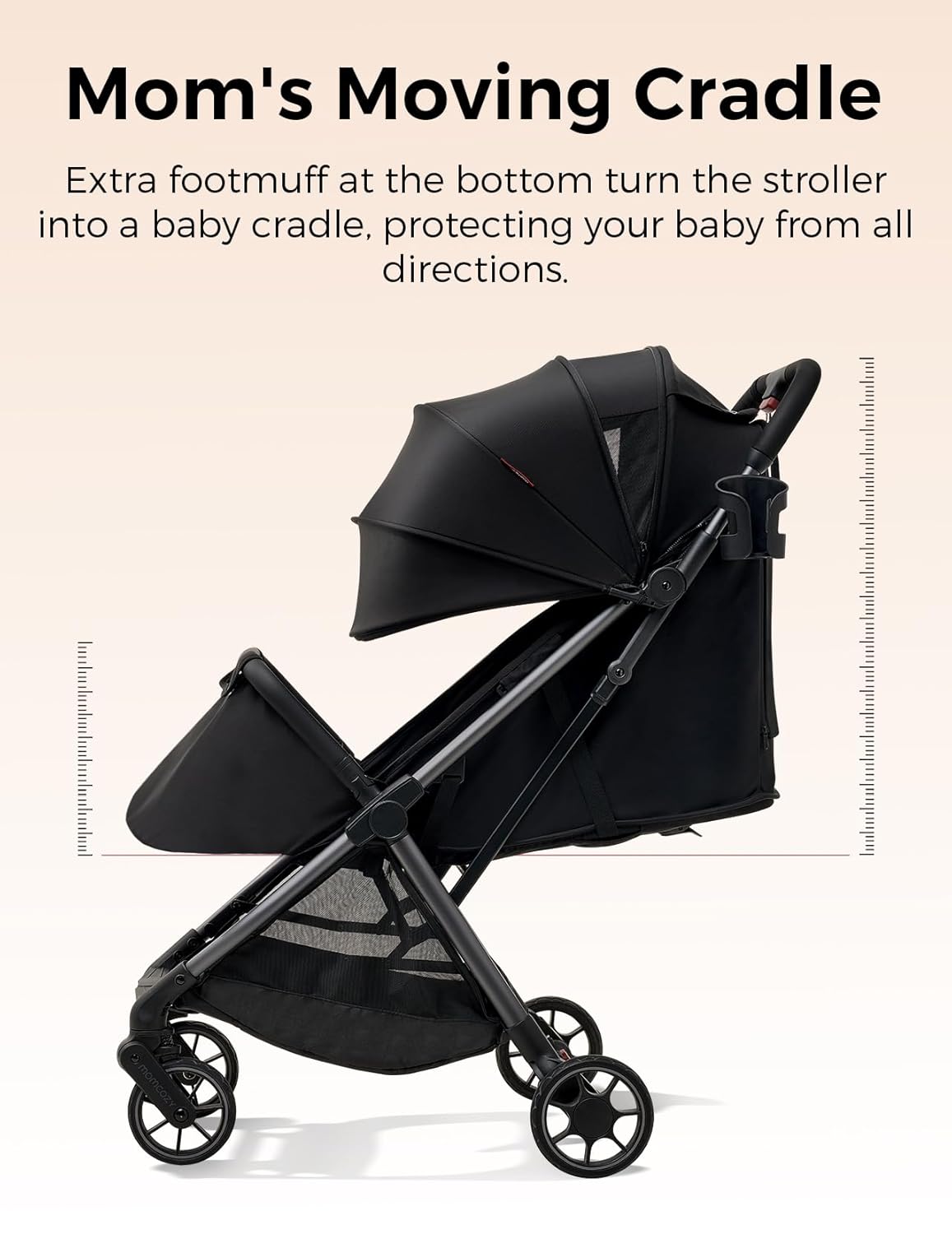 Momcozy ClickGo Lightweight Stroller, Compact Travel Stroller for Airplane with One-Click Fold, Baby Stroller and Toddler Stroller with Large Canopy for Kids from 0 Months, Extendable UPF50+ Canopy
