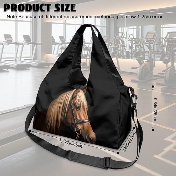 Horse Duffle Bag with Shoe Compartment for Men Sports Duffel Bag with Yoga Mats Holder Multiple Pockets Workout Bag with Adjustable Shoulder Strap Lightweight Bags for Gym Travel Weekender