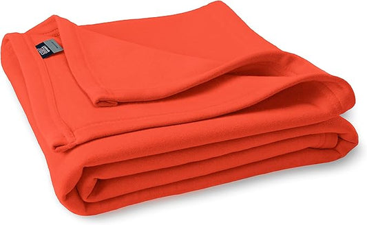 MV Sport Lightweight Sweatshirt Blanket Throw – Warm & Cozy, Breathable Oversized Fleece Knit, Couch, Bed, Travel, Cold Nights, and Outdoors – Soft Light Weight Blanket 54" x 84" Orange