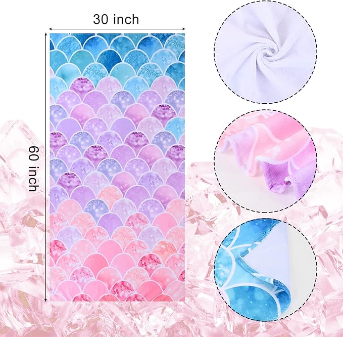 LIVILAN Little Mermaid Beach Towel, 30" x 60" Soft Microfiber, Quick Dry, Absorbent, Sand Free, Lightweight for Kids, Girls, Women, Ideal for Pool, Travel, Bath, Perfect Mermaid Gifts