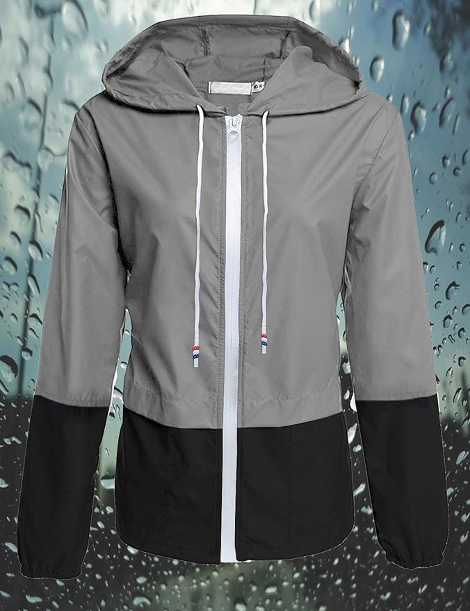 Avoogue Raincoat Women Lightweight Waterproof Rain Jackets Packable Outdoor Hooded Windbreaker