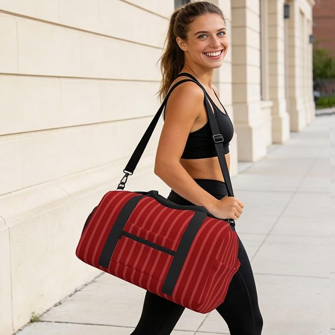 Crimson Women'S Gym Duffle Bag With Shoes Compartment, Ideal For Travel, Gym, Sports, Duffel, Weekender