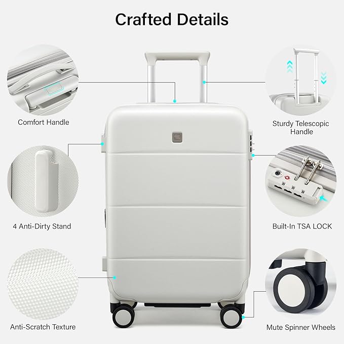 Hanke Expandable 28 Inch Luggage with Spinner Wheels, Hardside Large Suitcase, All-PC Hard Shell Checked Luggage, TSA Lock, Durable Checked-Large (Smoke White, 114L)