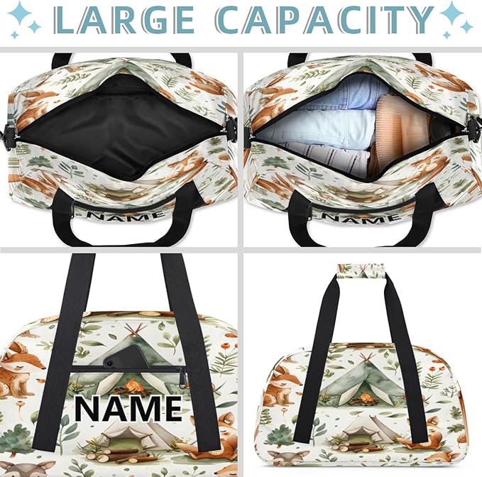 Squirrels Mini Gym Bag 18 inch for Women Men Waterproof Custom Forest Little Animals Travel Duffel Bag Carry On Overnight Tote Nurse Bag for Work Fitness Hiking