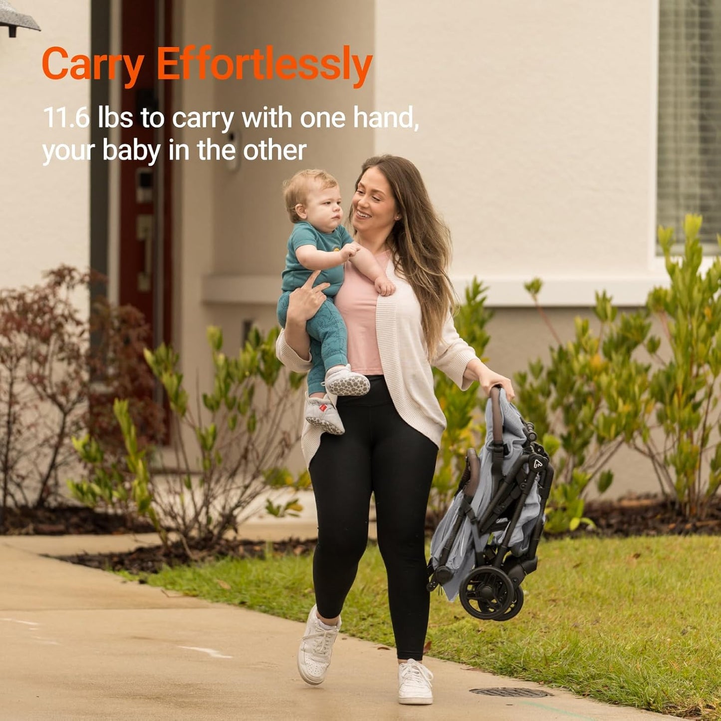 Lightweight Baby Travel Stroller with Carbon Fiber Frame, Compact & Airplane-Friendly, One-Handed Folding Design, 11.6 lbs, Perfect for Toddlers, Organizer & Cushion Included, Grey