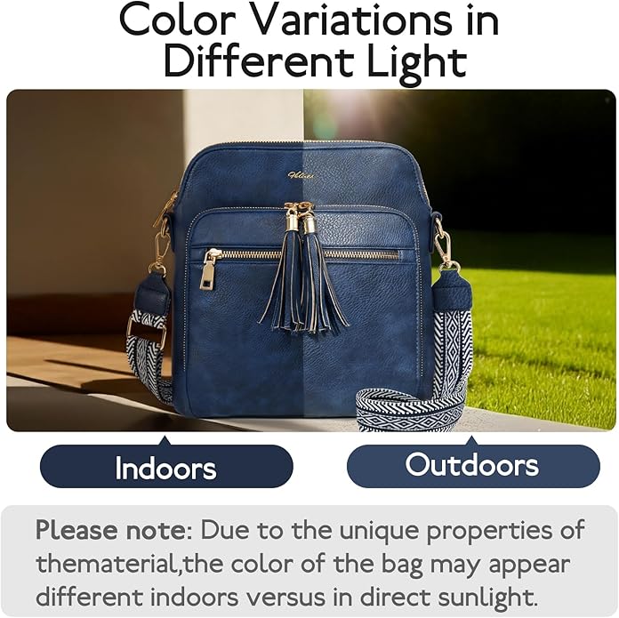 Women's Leather Crossbody Bags Anti Theft Purses RFID Blocking Handbags Trendy Travel Adjustable Strap Tassel