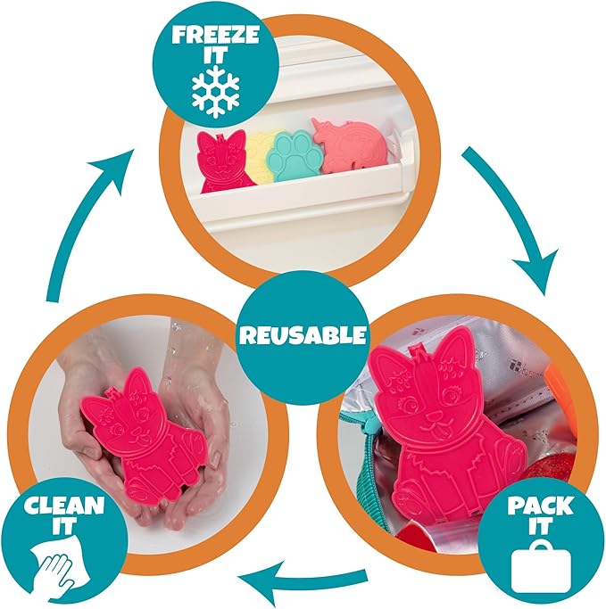 Kids Hard Ice Packs (3 PK) Slim Lightweight Reusable Cooler Freezer Packs- Long-Lasting Chillers Keep Food Fresh for Hours- Durable Leak-Proof Design for Boys Girls Back To School- BPA Free, Food Safe