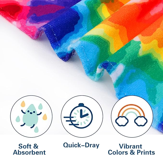 LIVILAN Oversized Tie Dye Beach Towel Blanket, Quick Dry and Sand Free Towel for Adults, 30”X60”Large and Lightweight Bath Pool Swimming Towel, Ideal Gifts for Family
