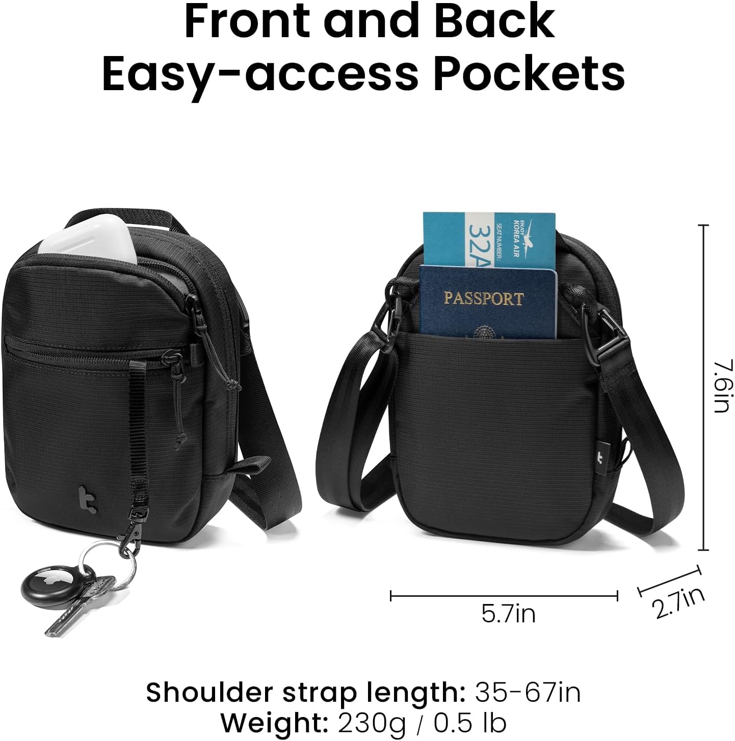 tomtoc Aviator-T37 Travel Crossbody Sling Bag with RFID Blocking, Holds 4-6 Passports with Anti-theft Lockable Zippers, Multiple Pockets for Cards & Documents – Organizer for Daily Use