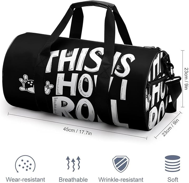 Bowling This Is How I Roll Mens Gym Bag for Women Sports Duffle Weekender Bags Travel Handbag Carry On