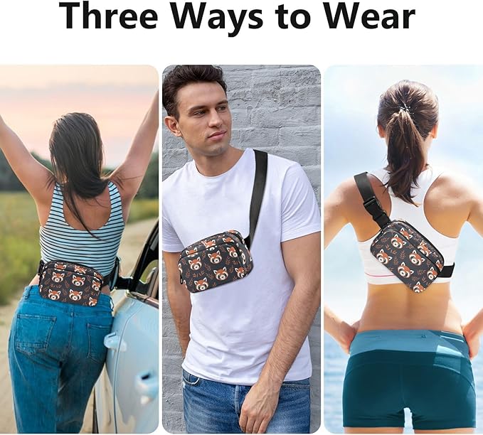 Kawaii Red Panda Fanny Pack for Women Men Water Resistant Fashion Waist Packs with Adjustable Strap Belt Bag for Travel Workout Jogging Hiking 21219401