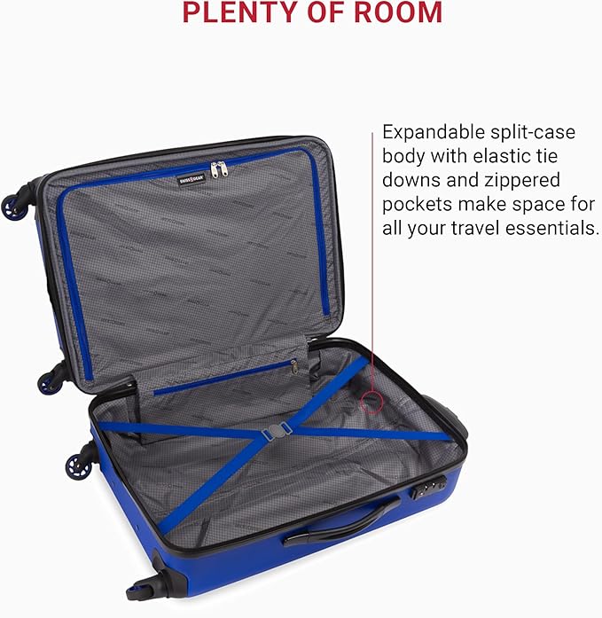 SwissGear 7366 Signature Hardside Expandable Luggage with Spinner Wheels, TSA Lock, Cobalt, Checked-Medium 23-Inch
