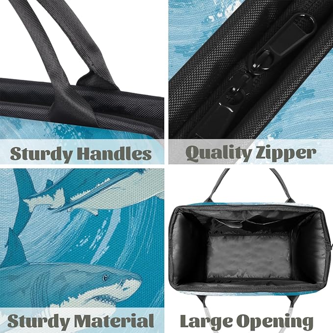 Shark Underwater Fish Travel Duffel Bag, Waterproof Sports Gym Duffle Bag, Large Capacity Weekender Carry On Overnight Bags for Women Men