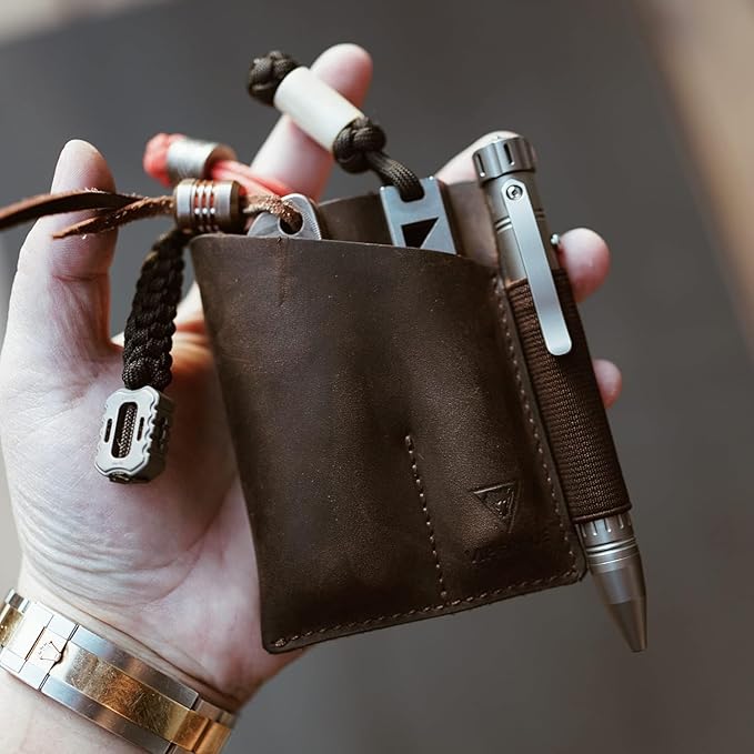 VIPERADE PJ12 Leather EDC Pocket Organizer for Belt, Multitool and Flashlight Holster, Leather EDC Holster with Pen Loop, EDC Leather Knife Sheath with Belt Clip