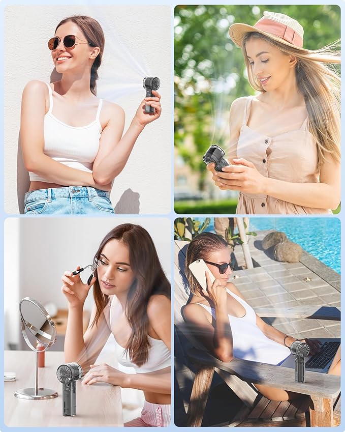 TriPole Portable Handheld Fan, High Speed 1-100 Adjustable Turbo Wind, 4000mAh Battery USB Rechargeable Mini Personal Fan with Digital Display, Powerful Small Hand Held Fans for Outdoor Travel, Black