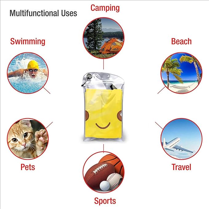 Beach Towel Sand Free Quick Dry Towel Microfiber Oversized Yellow Lemon Travel Towel 27.5""X55"" Absorbent Bath Towel Compact Towel Blanket for Women Men Camping Swim Sports, White