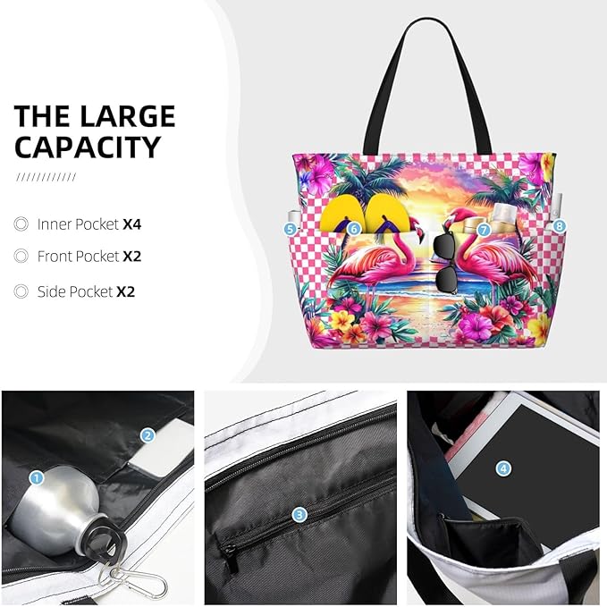 Extra Large Beach Bags For Women, Waterproof Beach Totes Bags For Women, Lightweight Foldable Pool Bag With Zipper