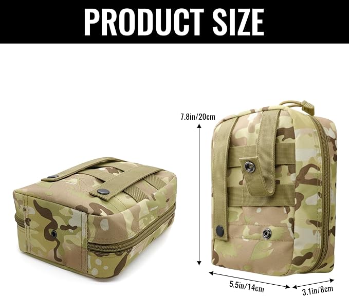 Qavctw Tactical Pouch Utility Organizer Molle Pouches EMT Ifak Medical First Aid Kit Utility Pouch with Two Zippers for Outdoor Tactical Survival Bag