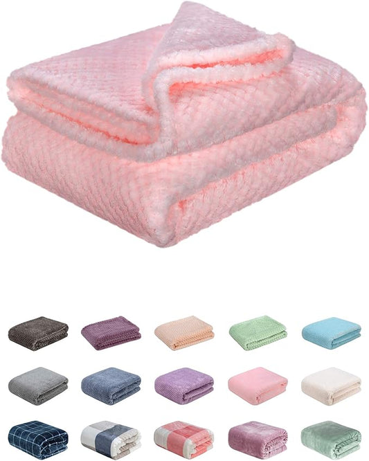 Fuzzy Throw Blanket, Plush Fleece Blankets for Adults, Toddler, Boys and Girls, Warm Soft Blankets and Throws for Bed, Couch, Sofa, Travel and Outdoor, Camping (40”×60”, Baby Pink)