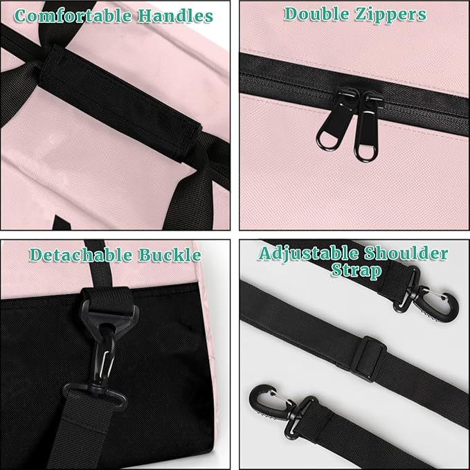 Personalize-Kids-Sports-Duffel-Bags With Custom Name Text Carry-On Overnight Travel Gym Lightweight Dance Pattern Sports Bags For Girls Boys Kids,Pink 2