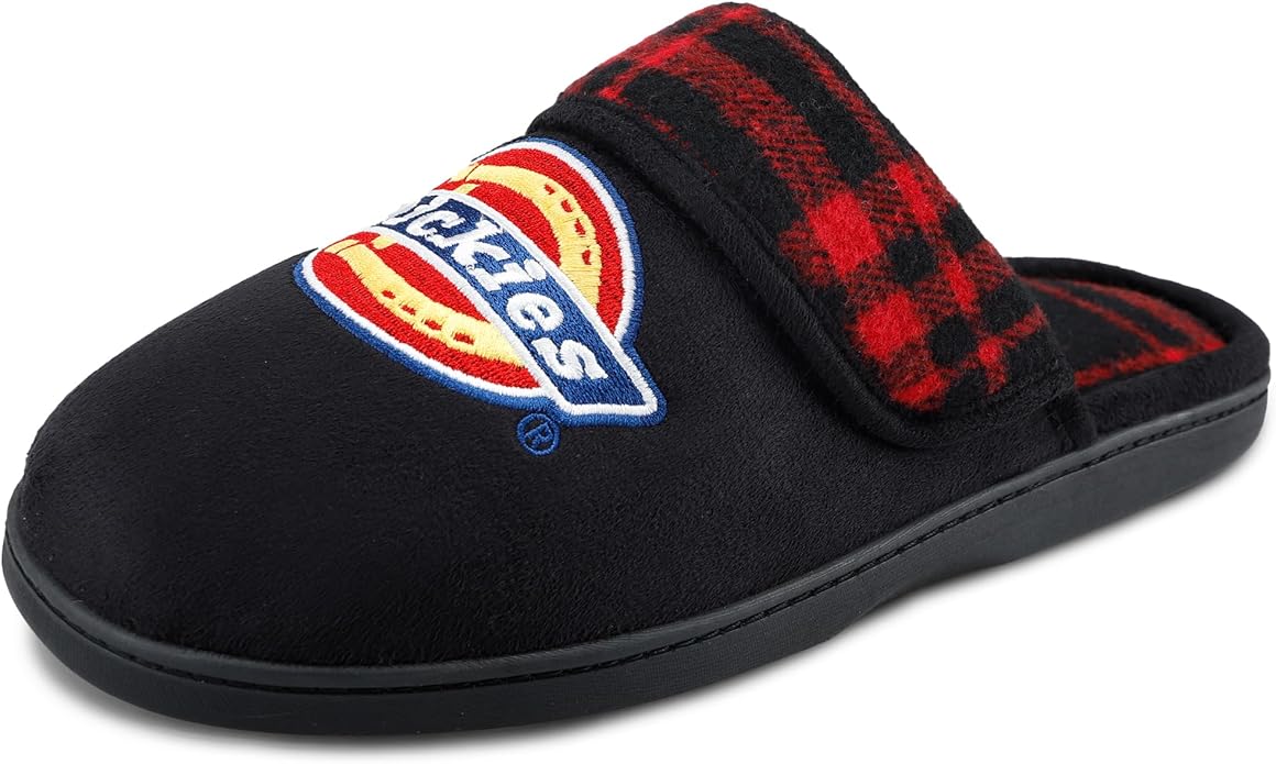 Dickies Men's Slide-on Memory Foam Scuff Slipper With Embroidered Logo - Indoor/Outdoor Sole