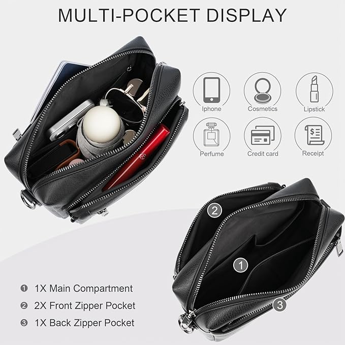 Small Leather Crossbody Bags for Women Anti theft Purses and Handbag Shoulder Hangbag with Wide Strap Tassel