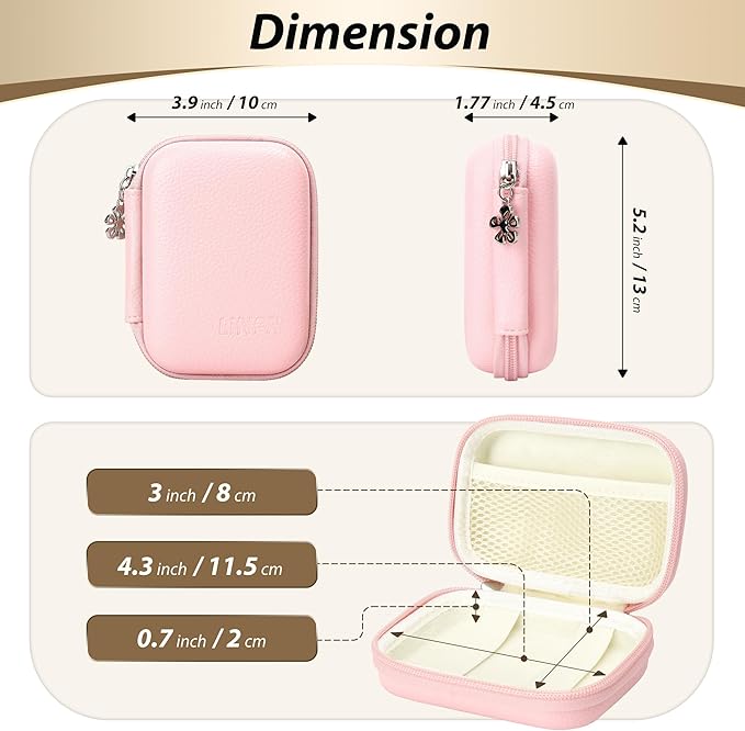 Digital Camera Case for CAMKORY, KODAK PIXPRO FZ45/FZ55, Canon IXUS 285 HS, Lecran, Small Travel Compact Camera Holder with Mesh Pocket for Accessories SD Card (Pink)
