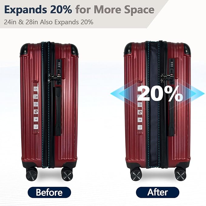 OUZZO Luggage Sets 2 Piece Expandable 20/24 Inch Suitcase with Double Spinner Wheels Lightweight ABS+PC Hardshell Travel Suitcase Sets with TSA Lock USB Port Business & Family Trips