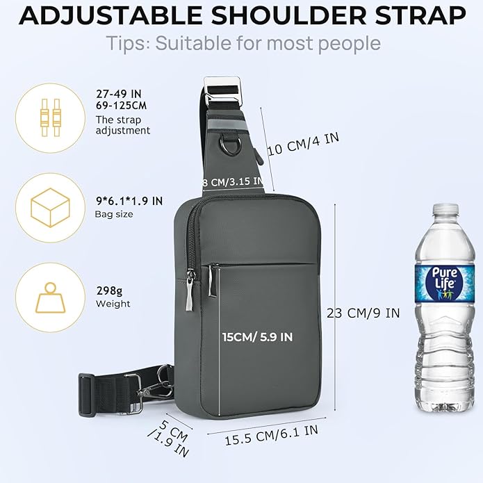 BROADREAM Mini Sling Bag for Men Women Small Crossbody Backpack Shoulder Bags with RFID & Waterproof for Hiking Trave Running