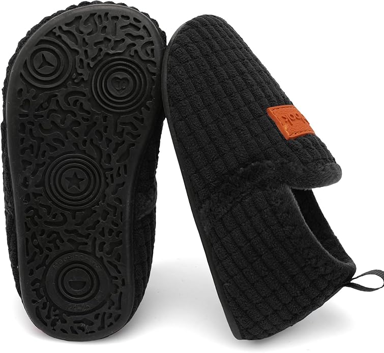 XIHALOOK Toddler Boys Girls House Slippers with Microfleece Lining Cozy Household Shoes Non-slip for Kids