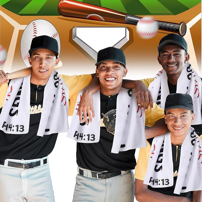 12 Pcs Baseball Cooling Towel Baseball Team Gifts Favors for Player Bible Verse I Can Do All Things Workout Sweat Rags for Neck and Face Sport Towel for Gym, Camping, Outdoor Sport Gear