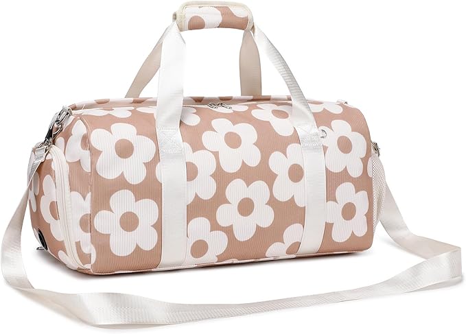 Dance Bag Duffle Bag Girls Kids Cute Gym Bag Corduroy Ballet Bag with Shoes Compartment & Wet Separation Waterproof Sports Overnight Travel Bag