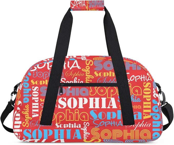 Custom Name Kids Gym Duffle Sport Bag Personalized Gymnastics Ballet Dance Bag for Girls Customized Duffel Travel Bags Teen Overnight Bag, Red