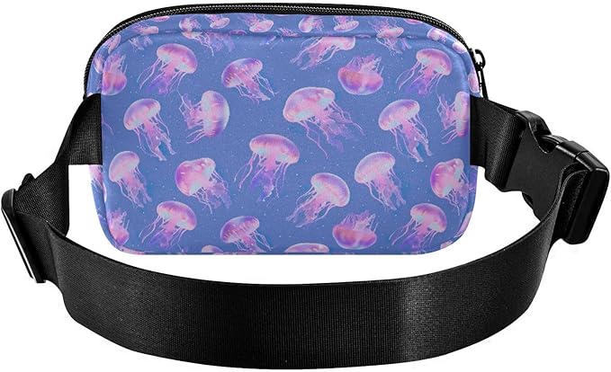 Pink Jellyfish Fanny Pack for Women Men Water Resistant Fashion Waist Packs with Adjustable Strap Belt Bag for Travel Workout Jogging Hiking 21219025