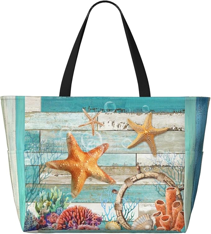 Beach Bag Tote Bags Waterproof Sandproof for Women Large Beach Tote Bag Foldable with Pockets for Weekend Vacation