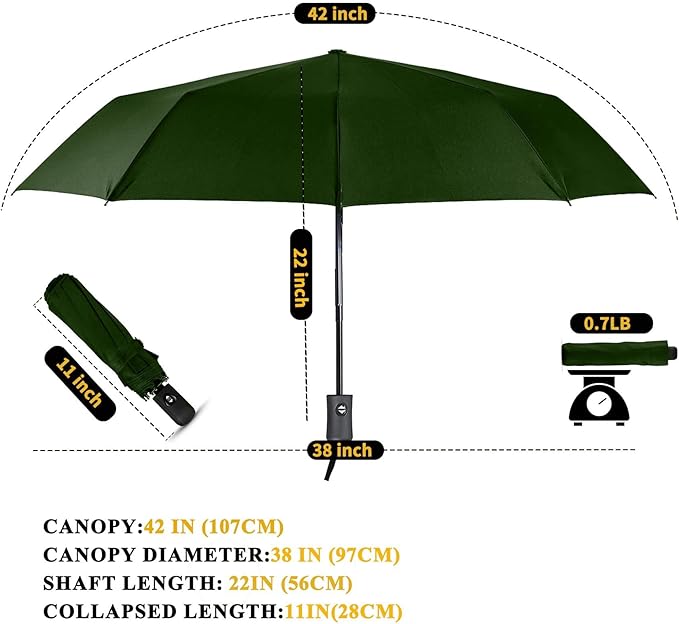 MRTLLOA 42/49 Inch Compact Travel Essentials Umbrella for Rain, Lightweight, Portable, Automatic, Strong, Waterproof Folding Umbrellas for Women, Men and Teenagers