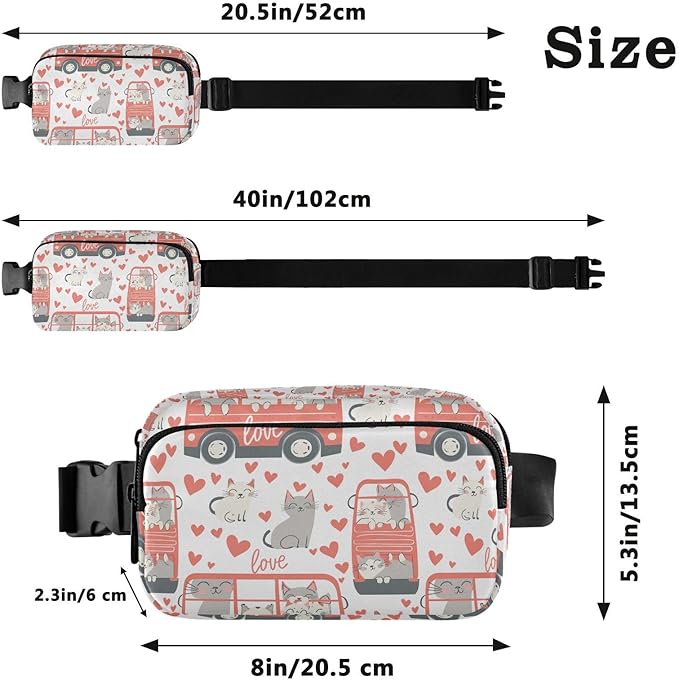 Kawaii Cat Bus Fanny Pack for Women Men Water Resistant Fashion Waist Packs with Adjustable Strap Belt Bag for Travel Workout Jogging Hiking 21220291